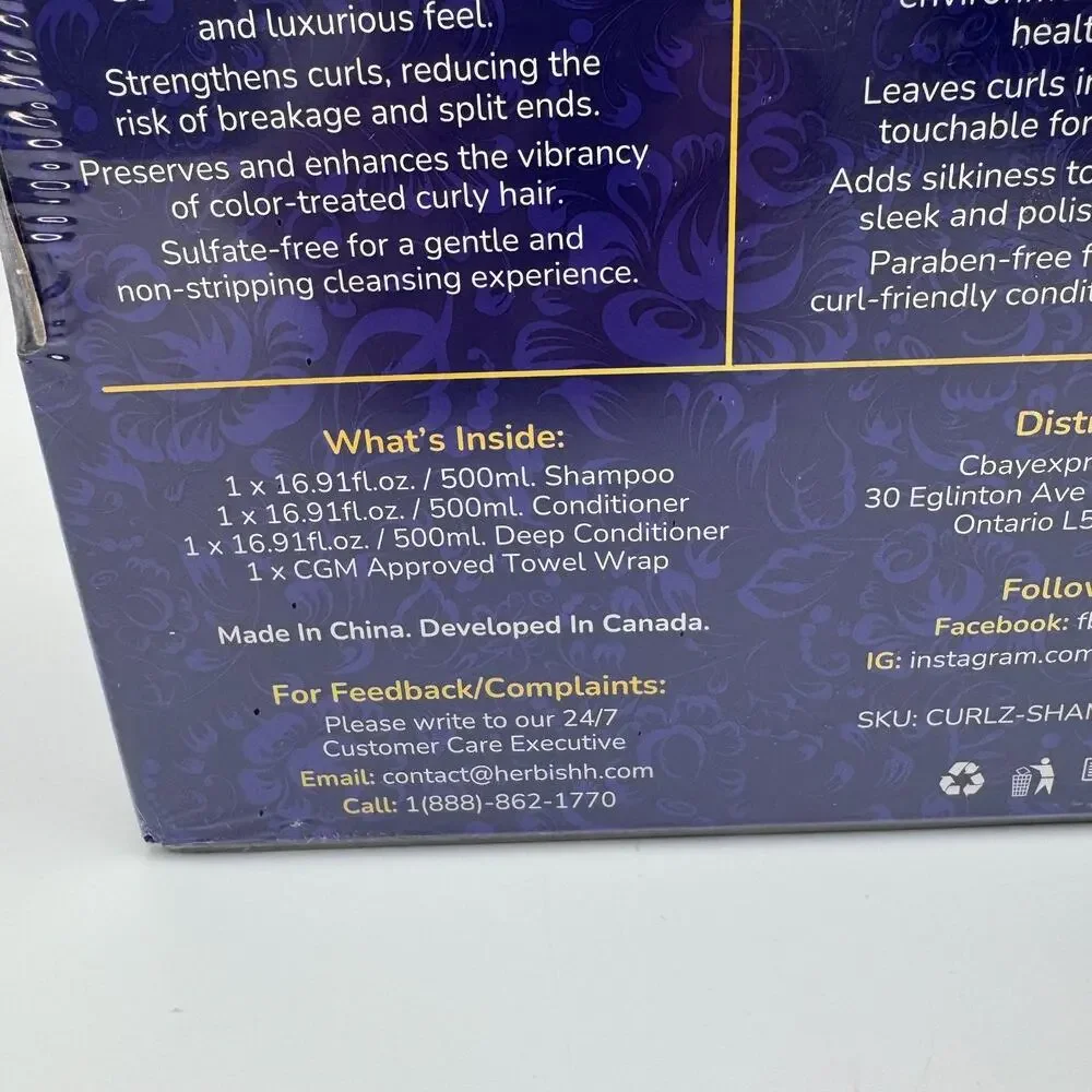 Herbishh Just Curls Hair Kit Shampoo Conditioner Deep Conditioner‎ Curl Set NEW